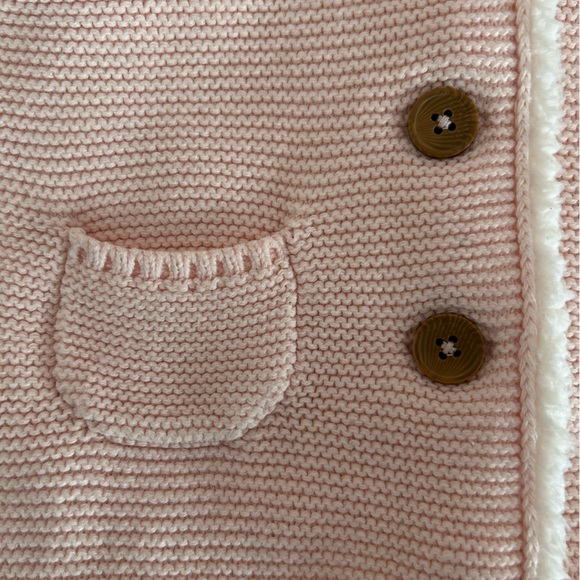 6 month old Carter’s pink crochet and Sherpa lined coat - Picture 2 of 5